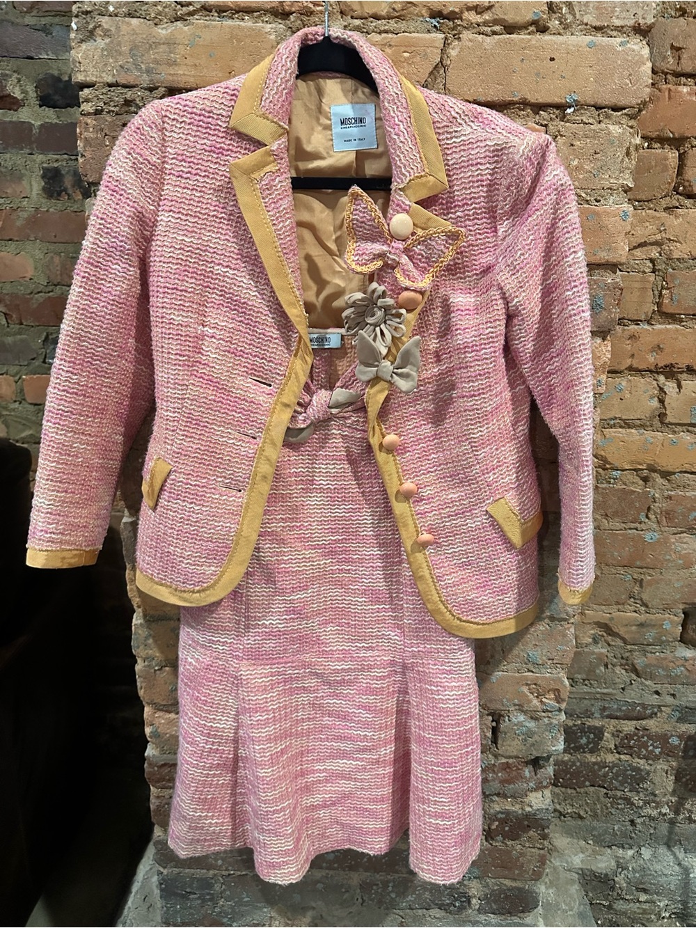 Moschino Pink & Yellow Tweed Costume Jacket and Dress